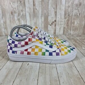 Vans Old Skool Rainbow Checkerboard Sneakers Casual‎ Shoes Women's 8